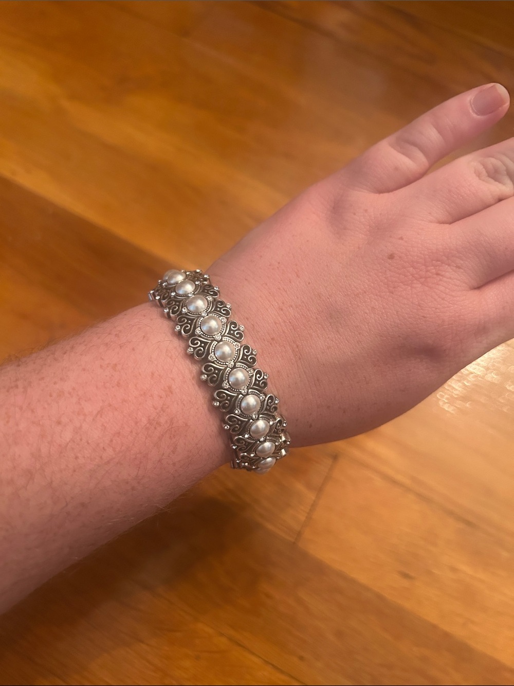 Sterling Silver Pearl Accent Bracelet - White Pearls